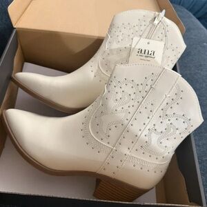 a.n.a Ivory Ankle Booties with Western Flair